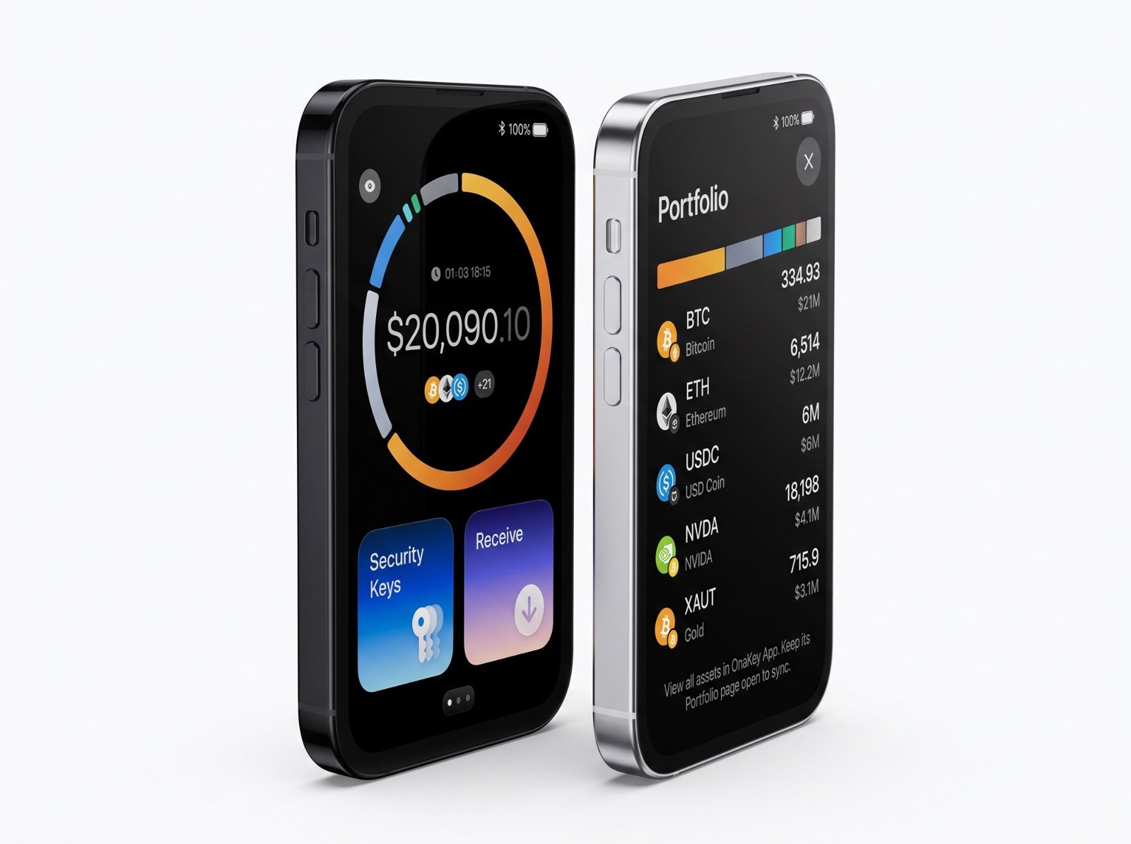 OneKey Pro 2: экран портфеля с балансом и список активов